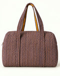Navy Rust Check Quilted Cotton Weekender Bag