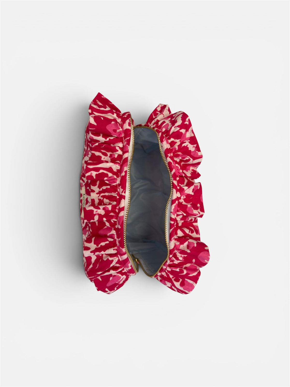 Madder Red Quilted Ruffle Toiletry Bag