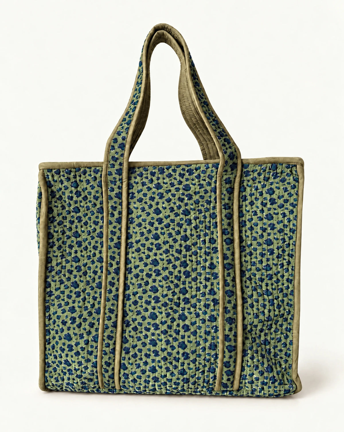 Green Leopard Quilted Velvet Tote Bag