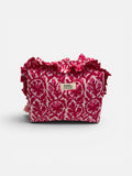 Madder Red Quilted Ruffle Toiletry Bag