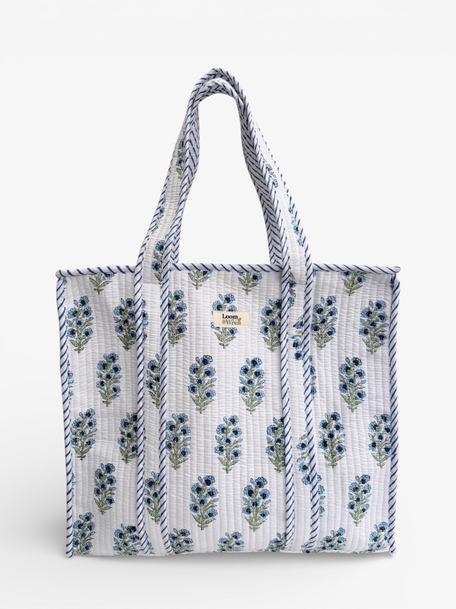 Indigo Bloom Quilted Tote