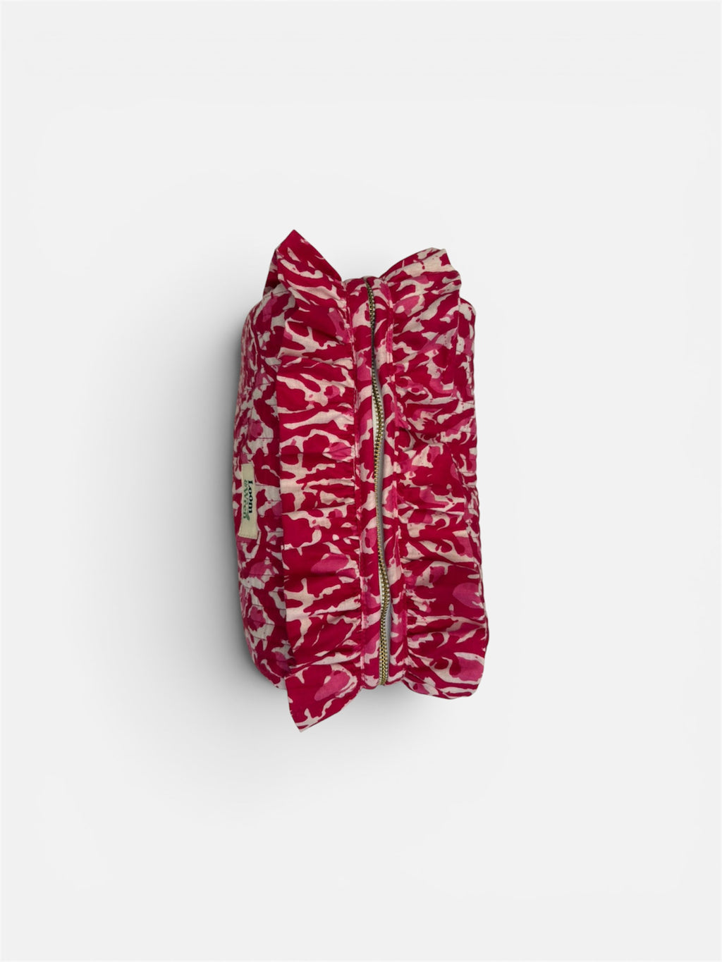 Madder Red Quilted Ruffle Toiletry Bag