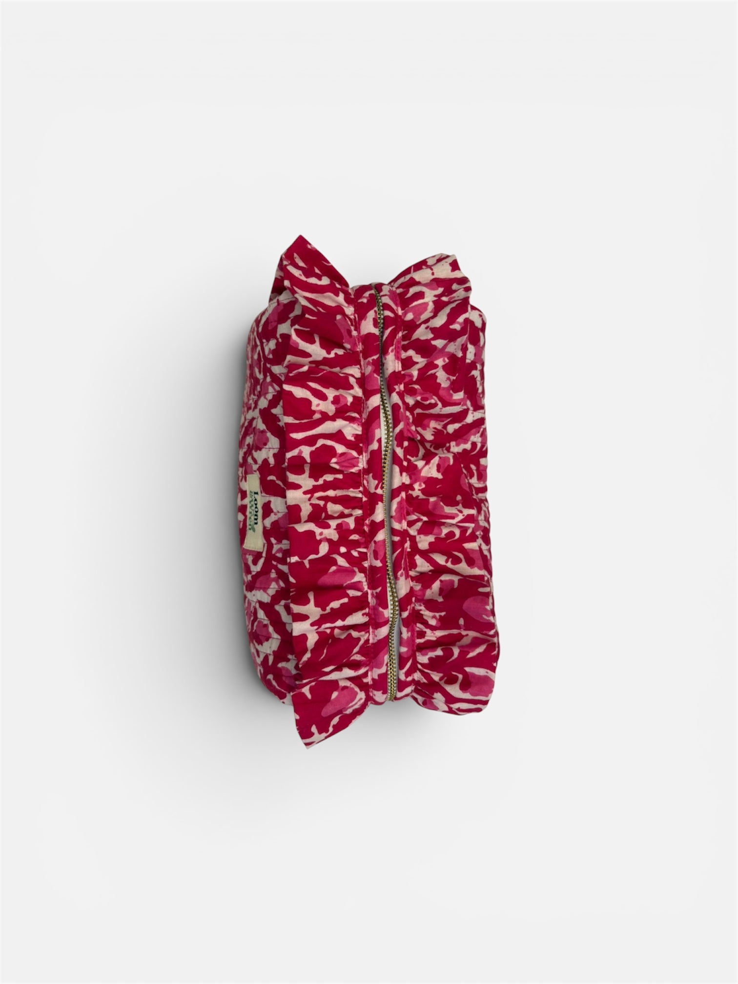 Madder Red Quilted Ruffle Toiletry Bag