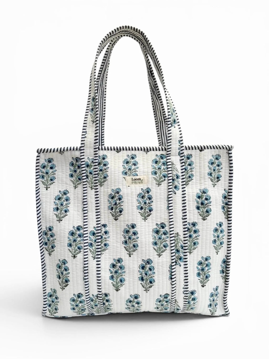 Indigo Bloom Quilted Tote