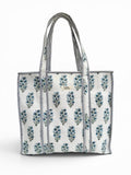 Indigo Bloom Quilted Tote