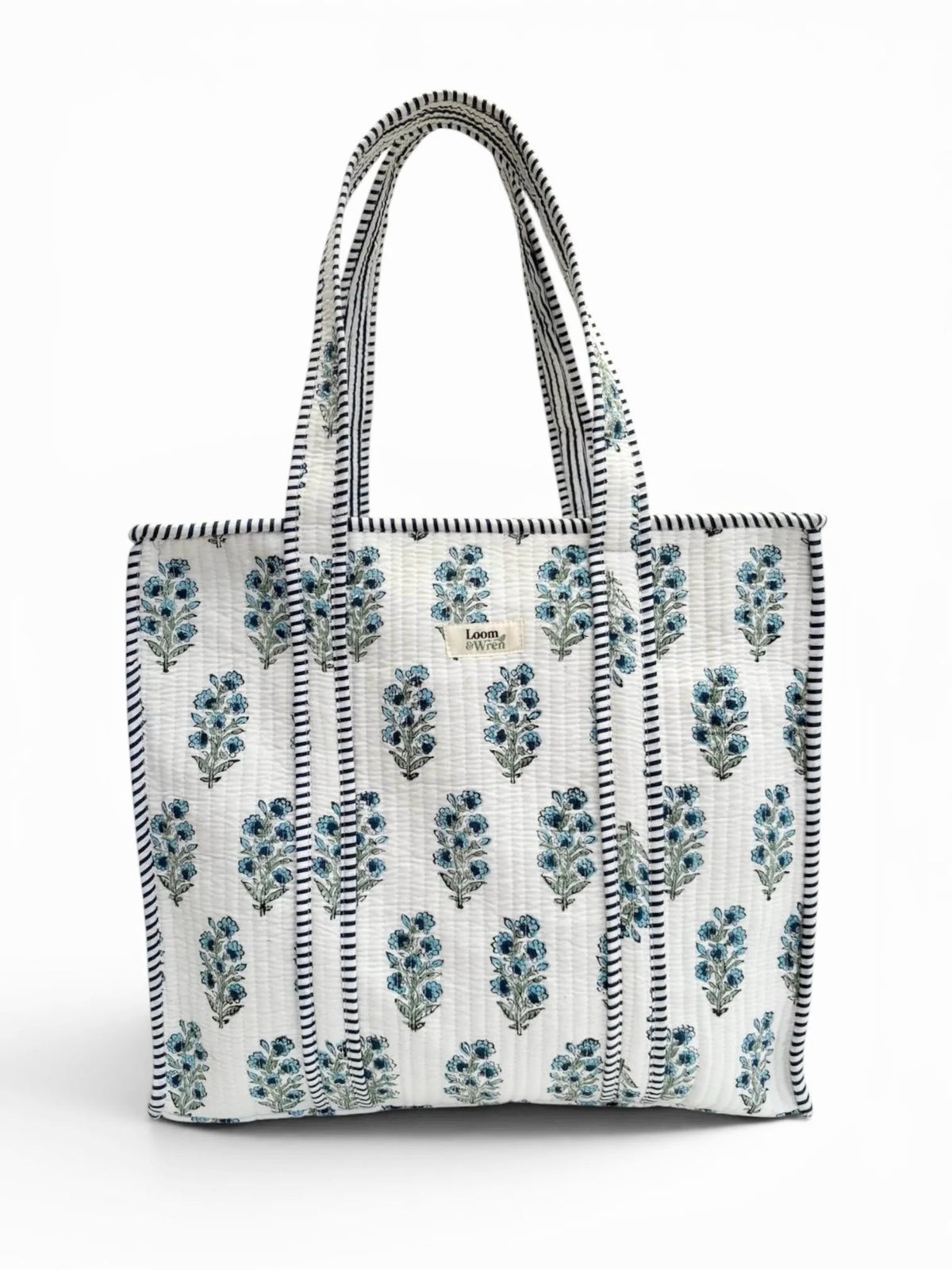 Indigo Bloom Quilted Tote