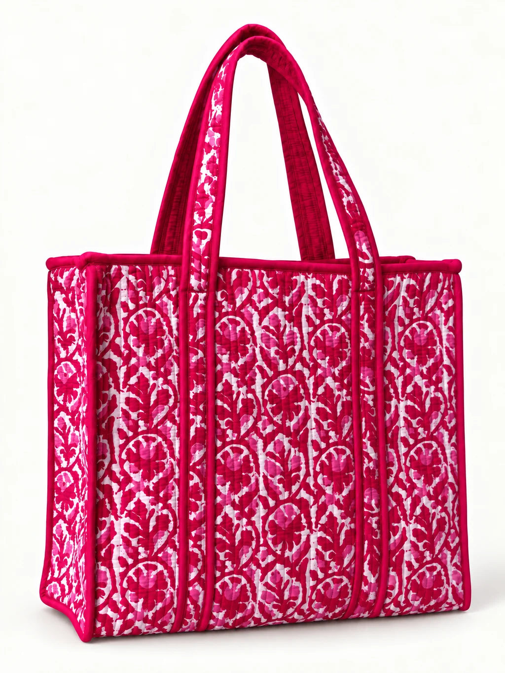 Madder Red Quilted Cotton Tote Bag