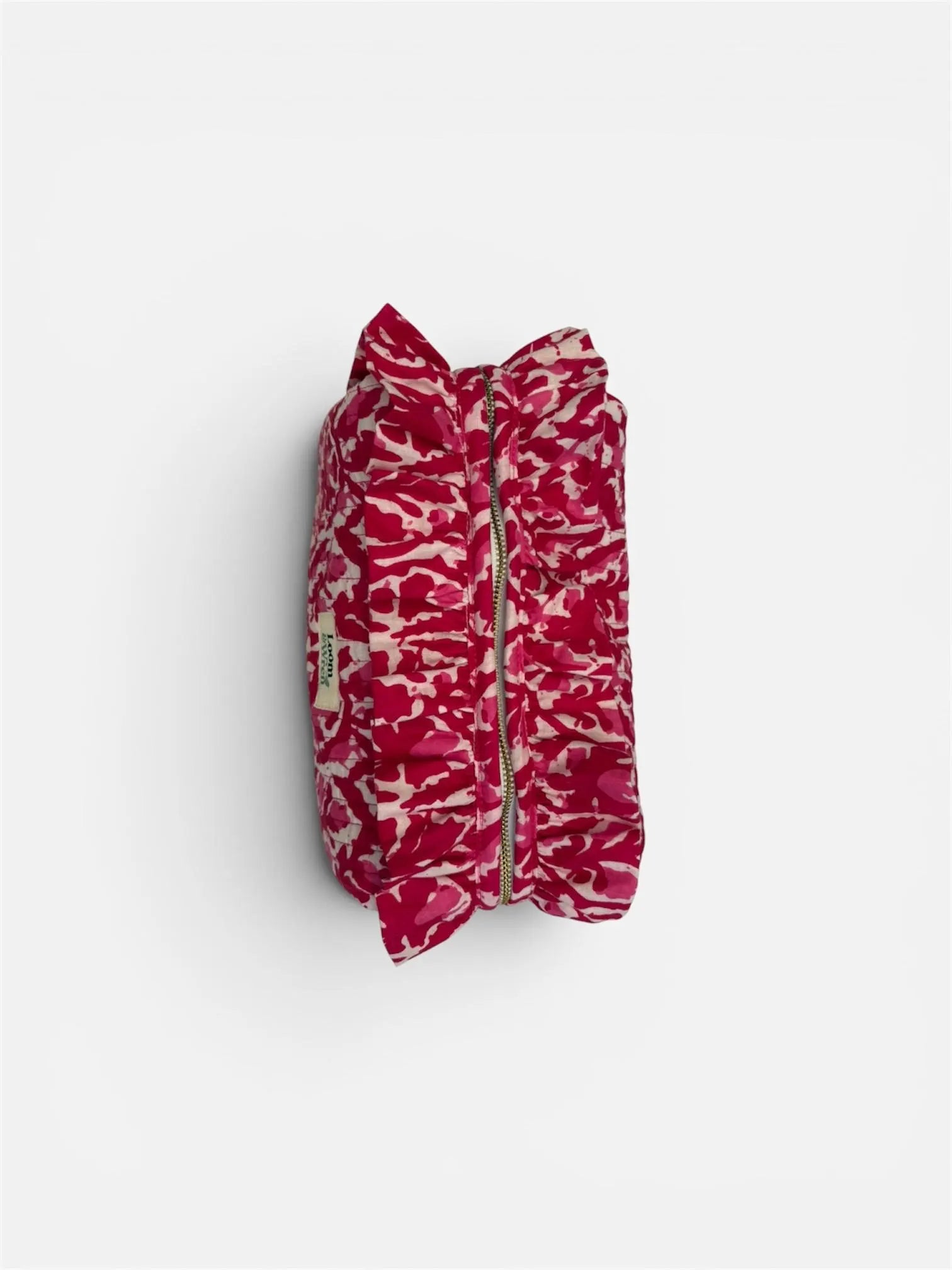Madder Red Quilted Ruffle Toiletry Bag